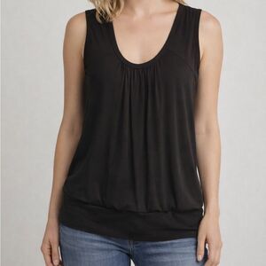 🔵 Women’s Black Sleeveless top Small Sheer Lightweight Flowy.